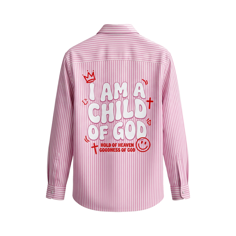 Voyd I am a Child of God Pink Stripe Shirt