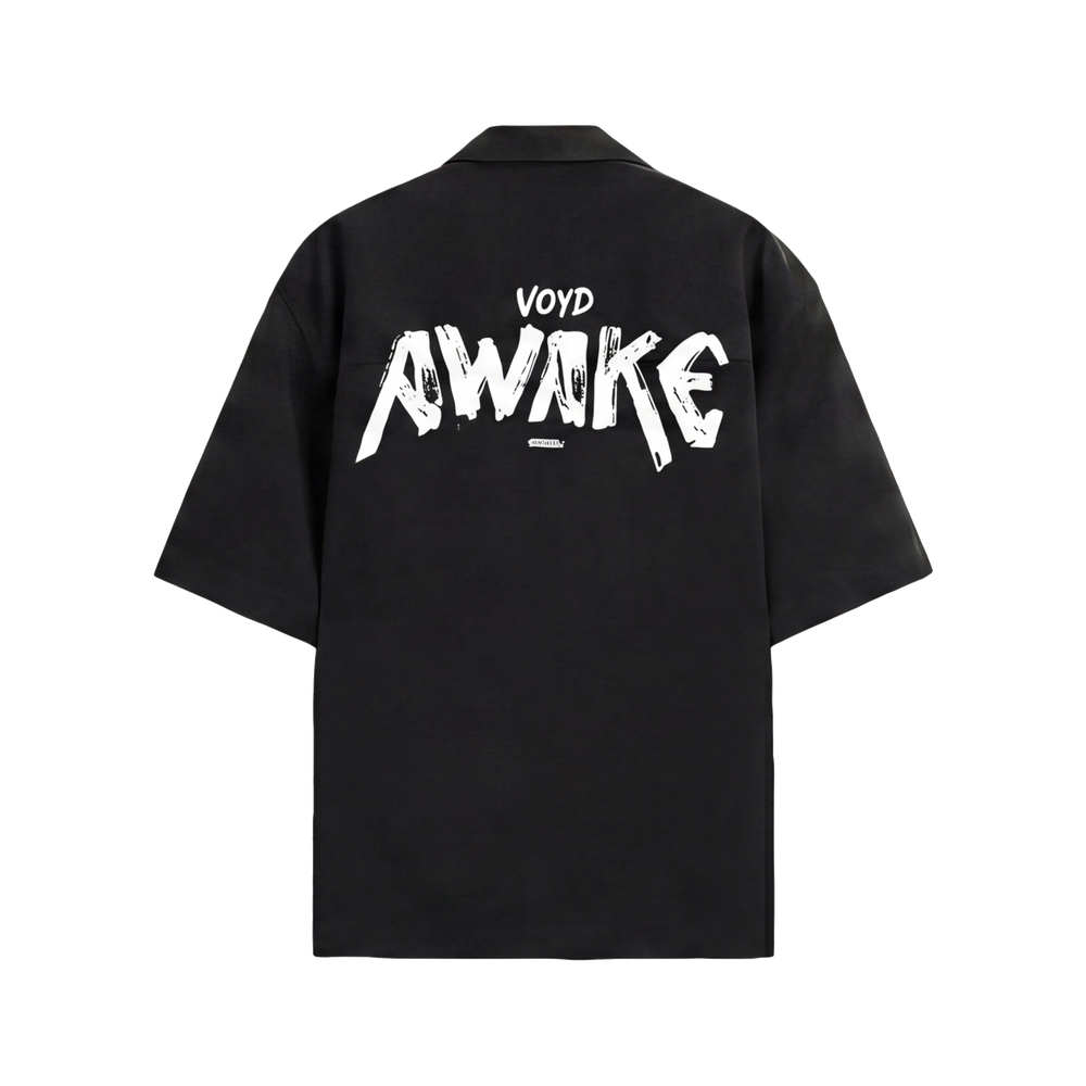 Void The Awake Pattern Black Bowling Shirt