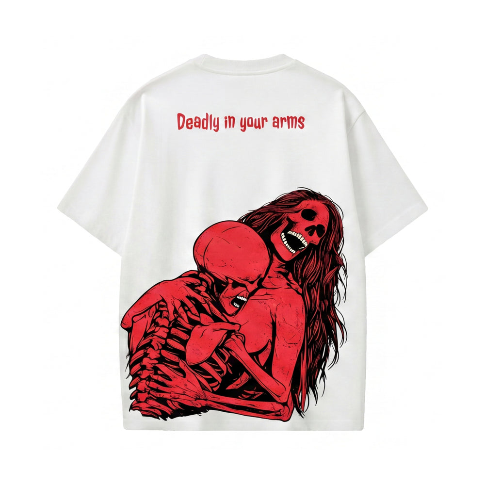 DEADLY IN YOUR ARMS VOYD WHITE T-SHIRT