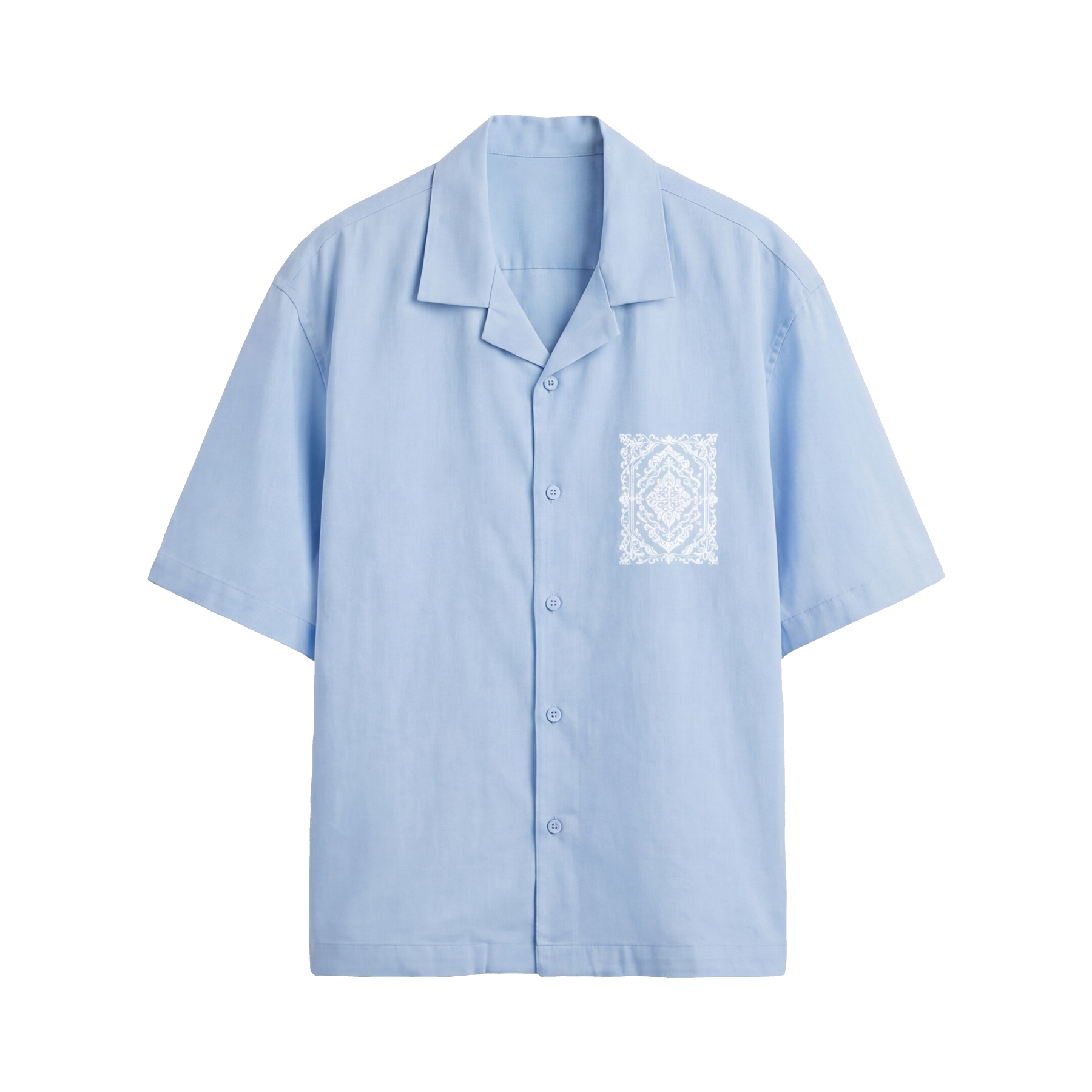 Void Ritual Print Ice Blue Bowling Shirt