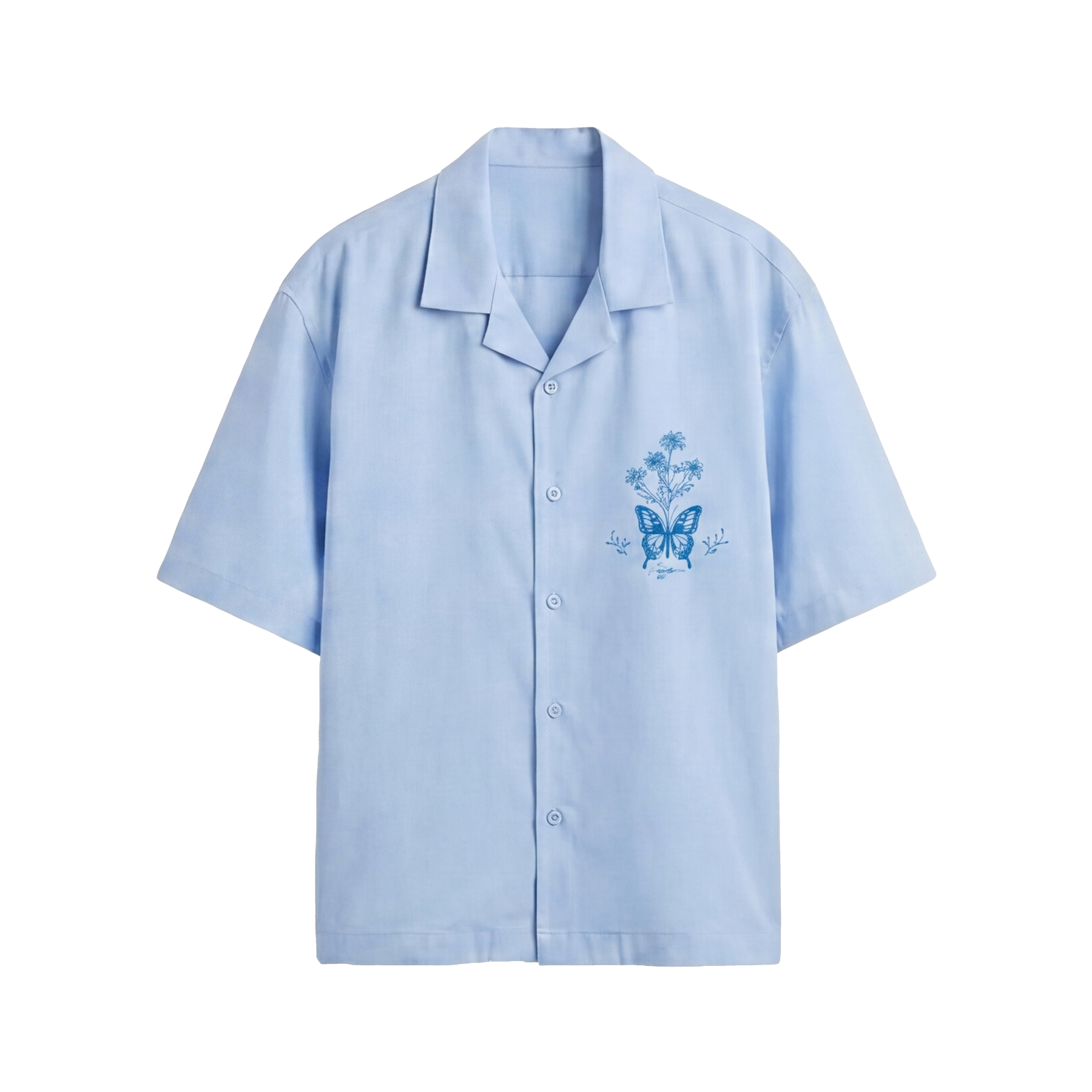 Void Blue Butterfly Ice Blue Bowling Shirt