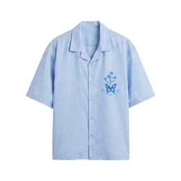 Void Blue Butterfly Ice Blue Bowling Shirt