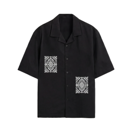 Void Ritual Print Black Bowling Shirt