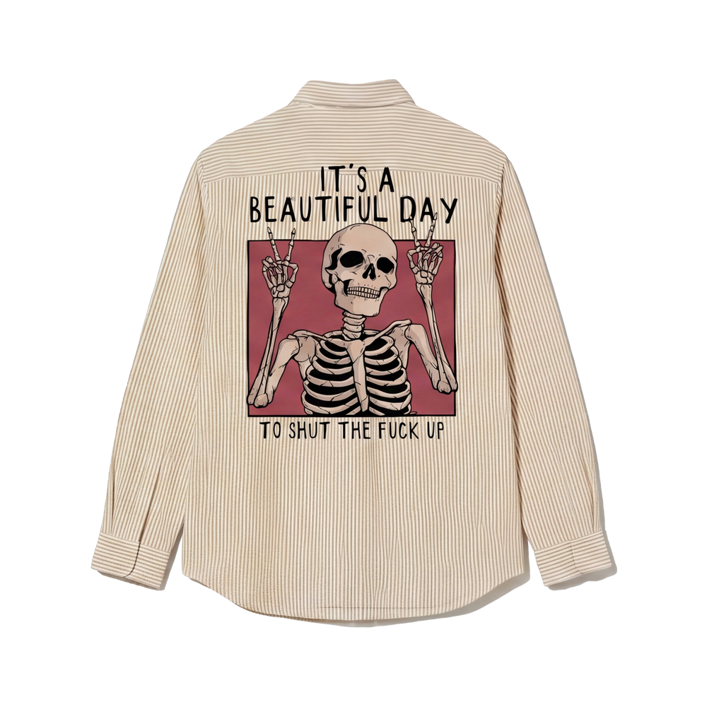 Voyd it's a Beautiful Day Beige Stripe Shirt