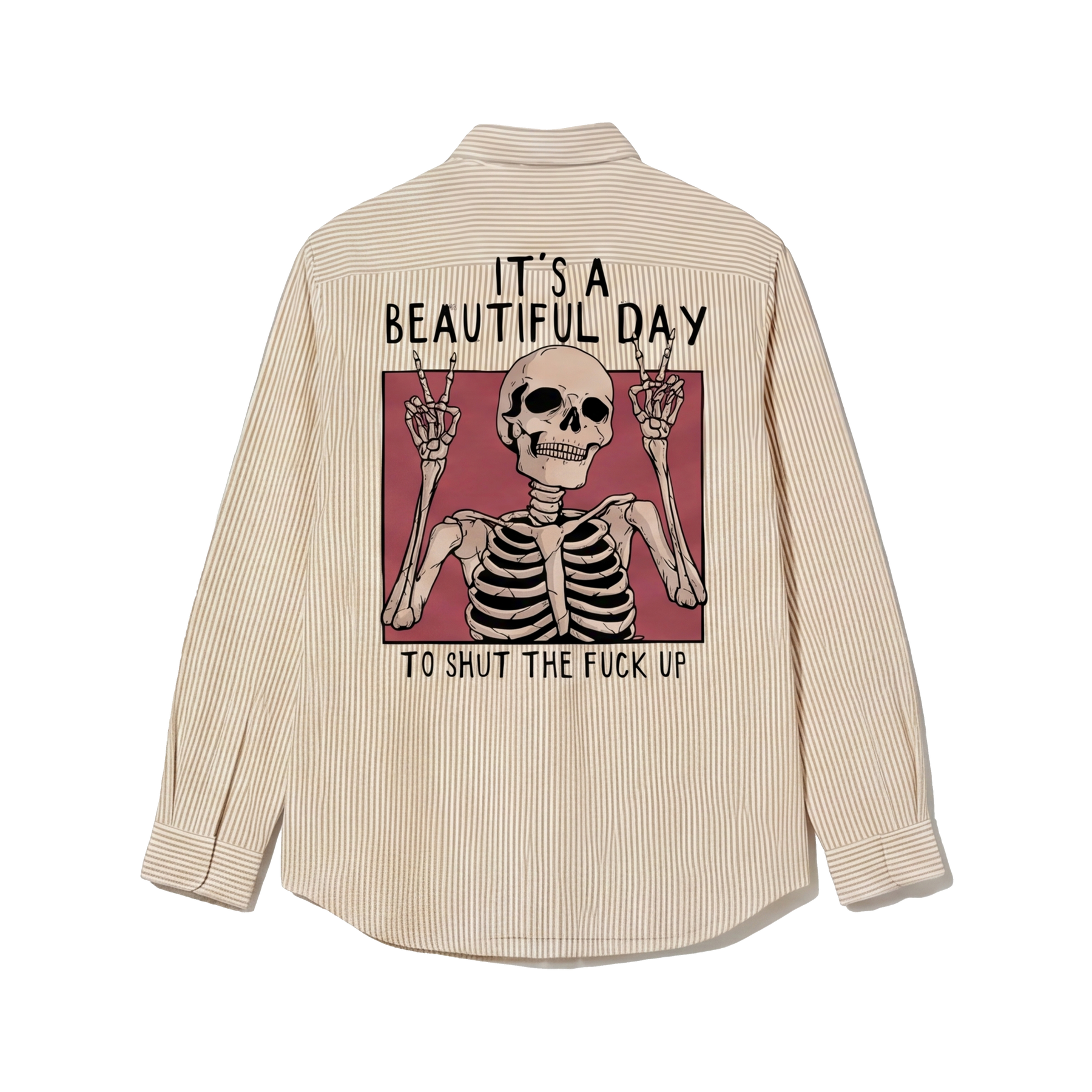 Voyd it's a Beautiful Day Beige Stripe Shirt