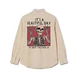 Voyd it's a Beautiful Day Beige Stripe Shirt