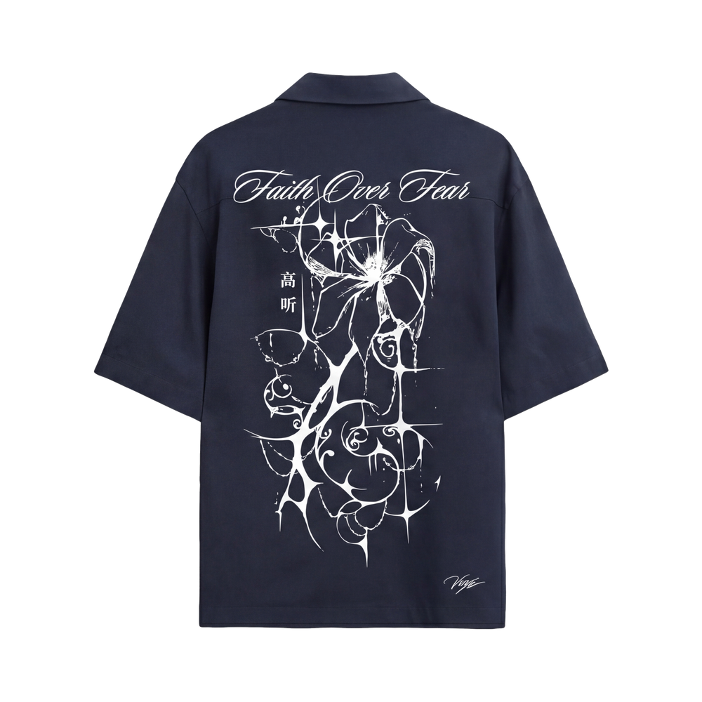 Void Bloom Club Blue Bowling Shirt