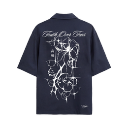Void Bloom Club Blue Bowling Shirt