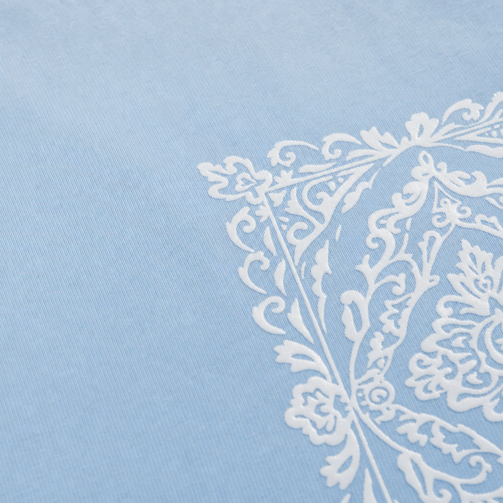 Void Ritual Print Ice Blue Bowling Shirt