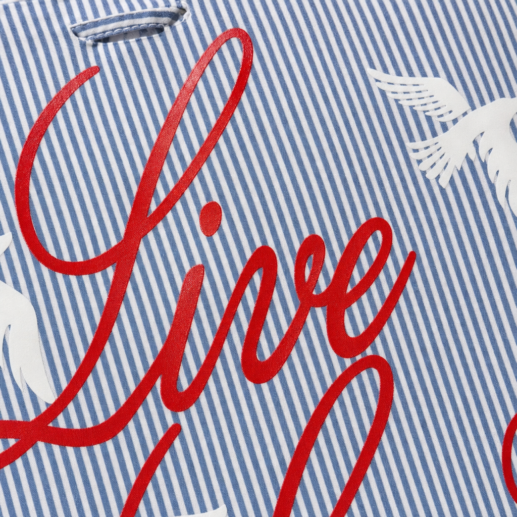 Voyd Love Laugh Blue Stripe Shirt
